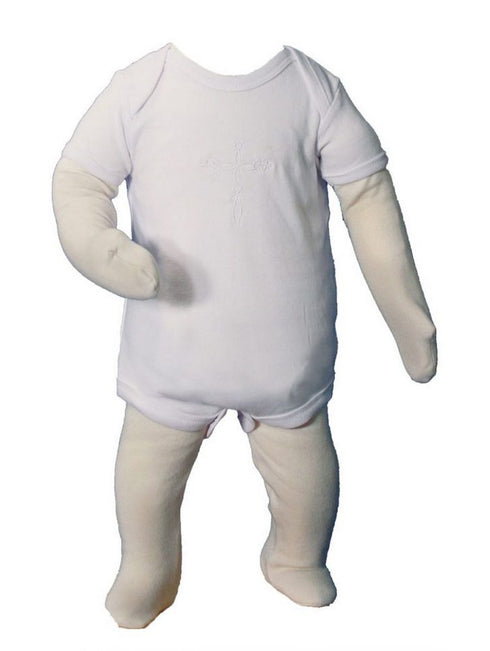 Baby Unisex Cross Embroidery Cotton Knit Coverall Bodysuit 0-18M - SophiasStyle.com
